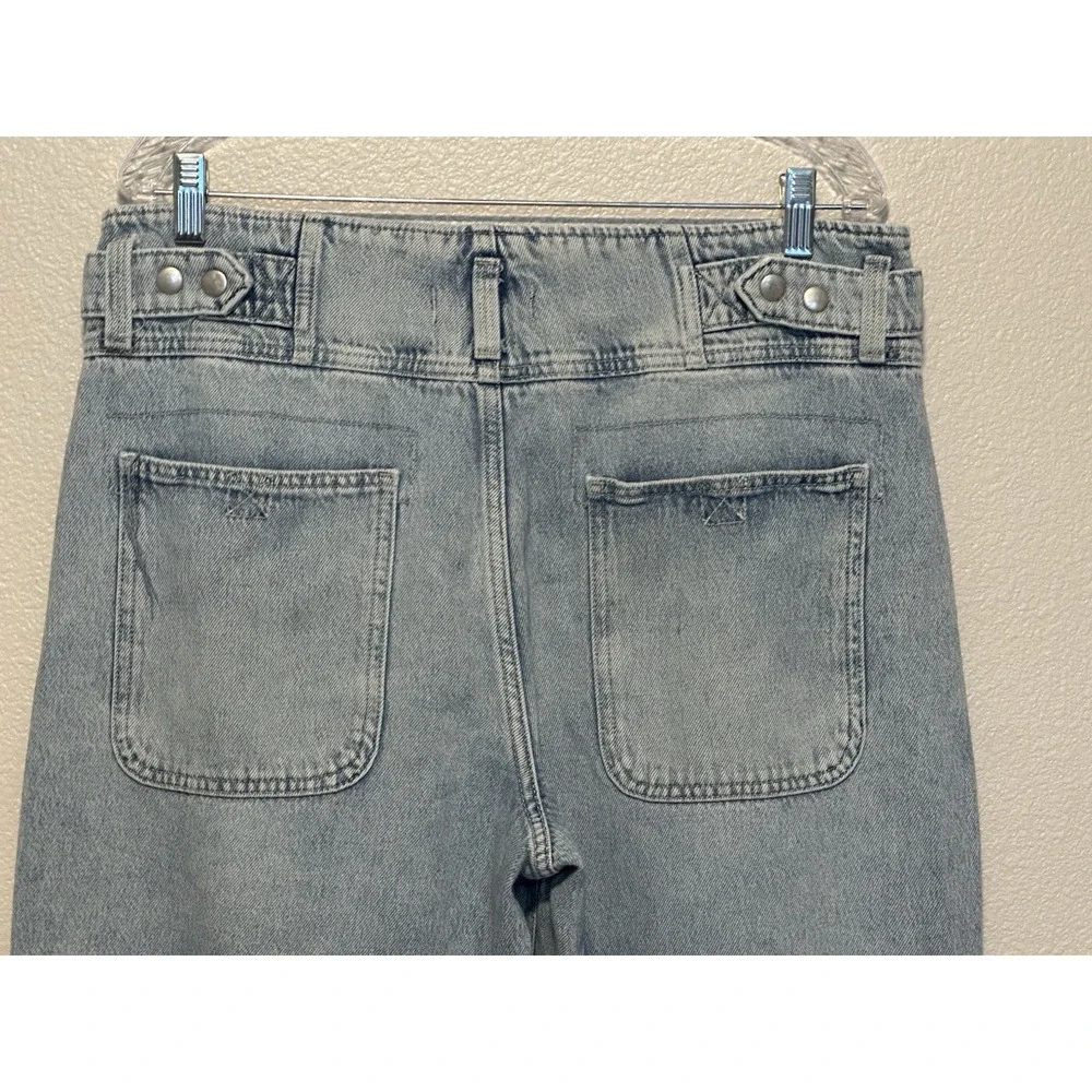 We The Free Free People Super Sweeper Wide Leg Jeans Light Wash Blue Denim Large